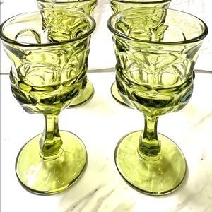 Vintage Fostoria Glasses Goblets HFM Argus Green Dessert Parfait  Set of 4 6.5"